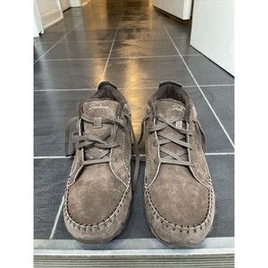 Sketchers Relaxed Fit Womens Size 8 Biker Suede Moccasin Boot Brown Lined Shoe